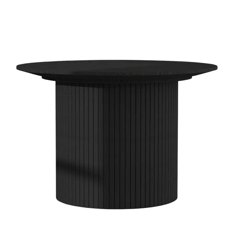 24" Black Wood Round Pedestal Coffee Table