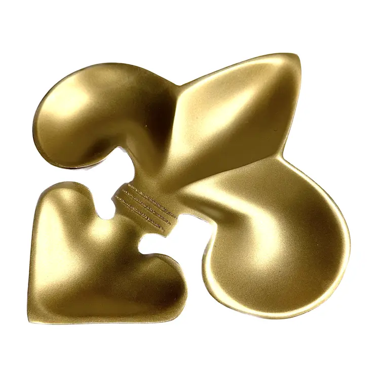 6" Gold Aluminum Handmade Fleur de Lis Trinket Tray