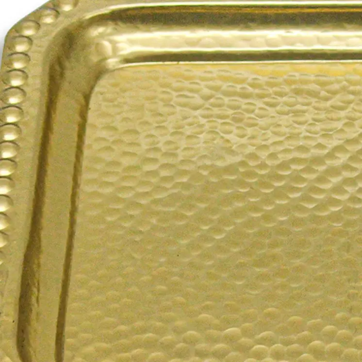 12" Gold Hammered Aluminum Handmade Square Serving Tray