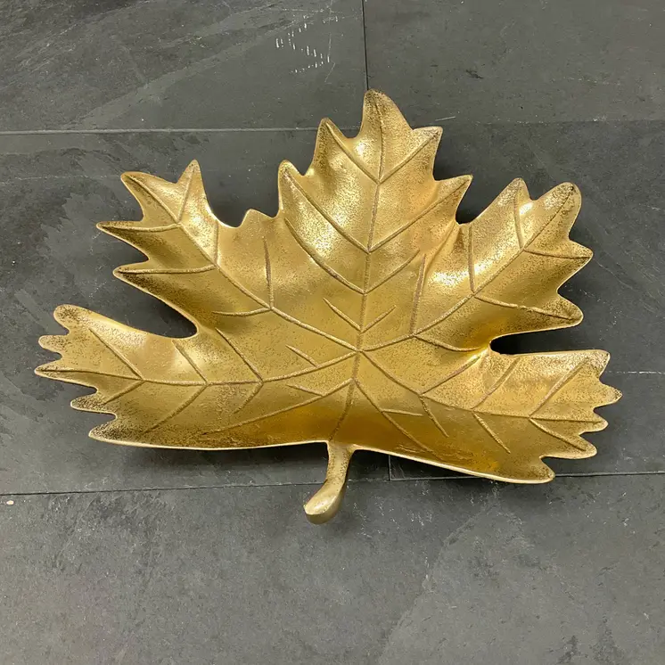 10" Gold Leaf Aluminum Handmade Serving Tray