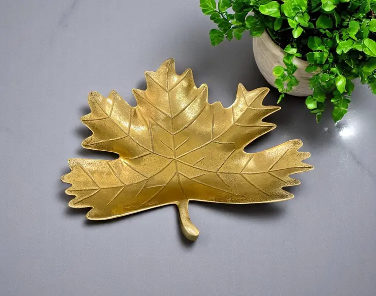 10" Gold Leaf Aluminum Handmade Serving Tray