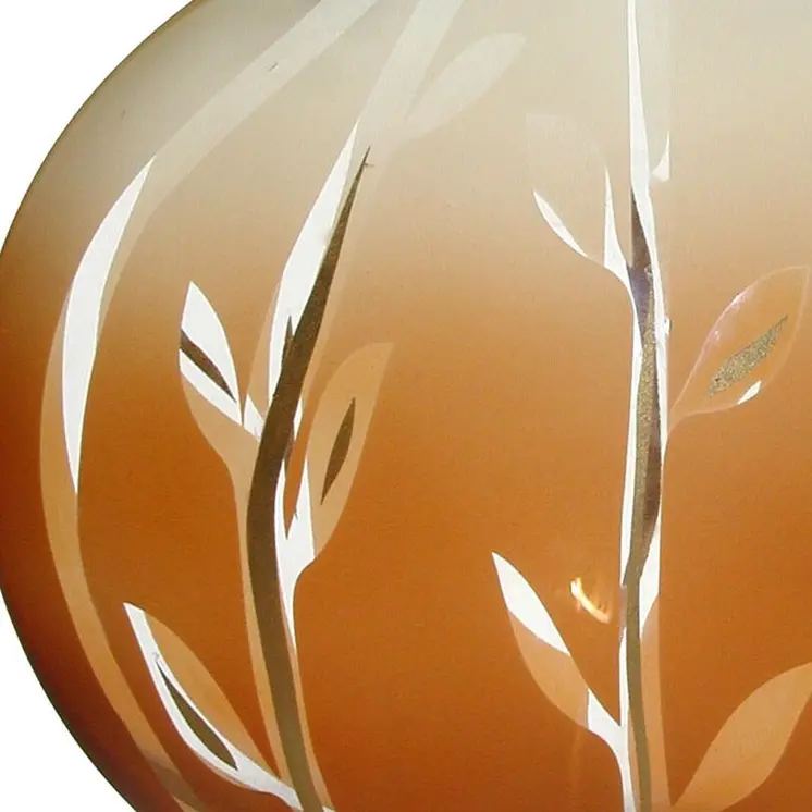 10" Brown Leaf Oval Lead Free Crystal Table Vase