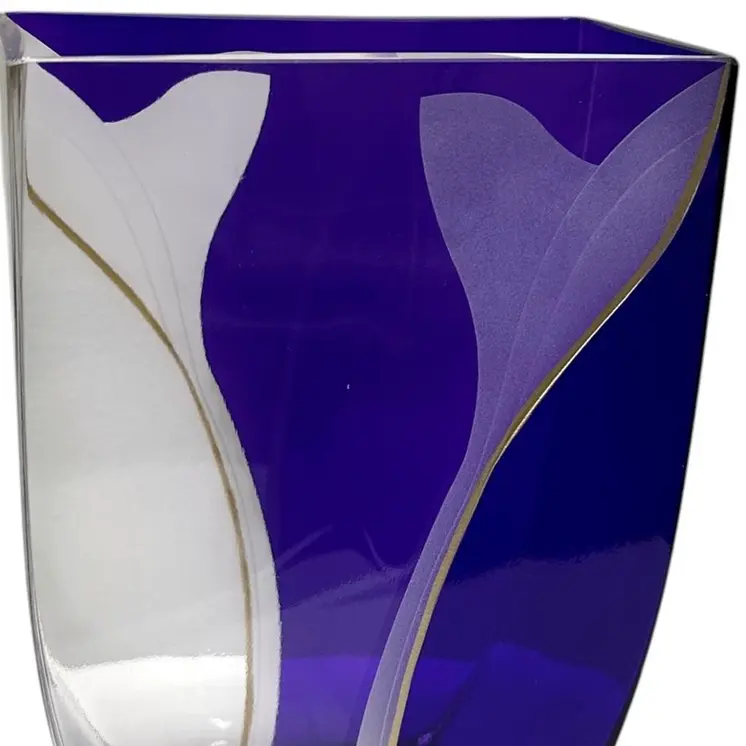 11" Clear And Purple Floral Lead Free Crystal Table Vase