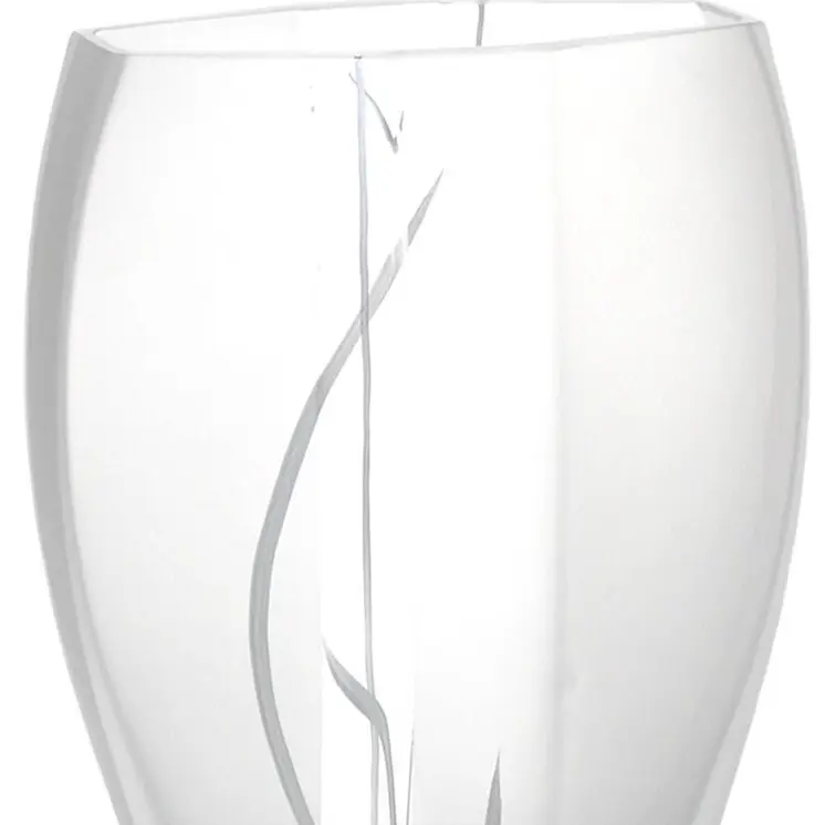 11" Clear And White Abstract Lead Free Crystal Table Vase