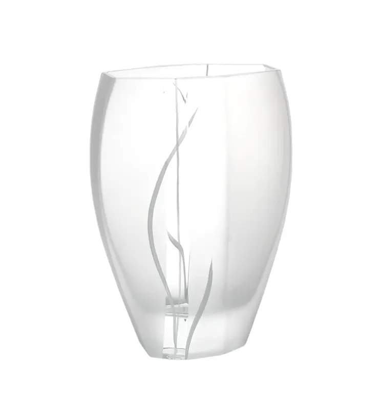 11" Clear And White Abstract Lead Free Crystal Table Vase