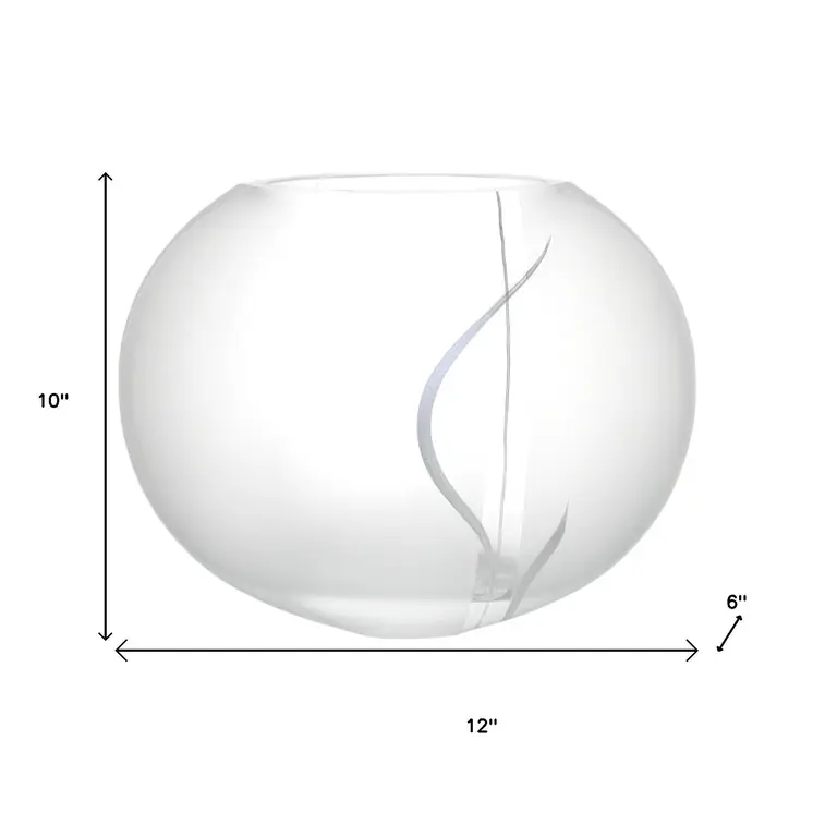 10" White Round Lead Free Frosted Crystal Table Vase