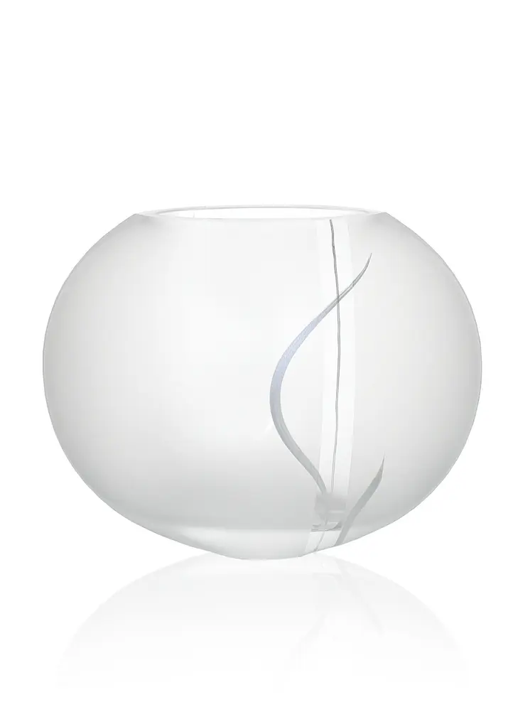 10" White Round Lead Free Frosted Crystal Table Vase