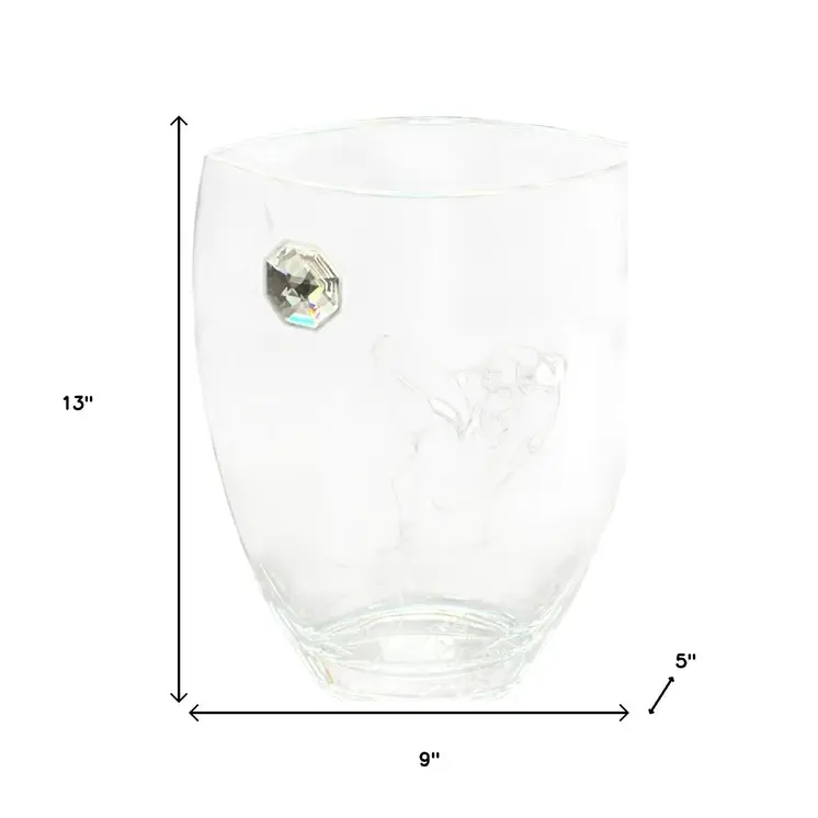 13" Clear Oval Lead Free Crystal Modern Abstract Woman Table Vase With Crystals