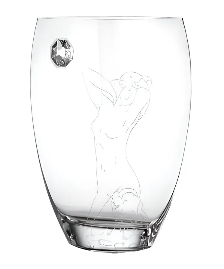 13" Clear Oval Lead Free Crystal Modern Abstract Woman Table Vase With Crystals