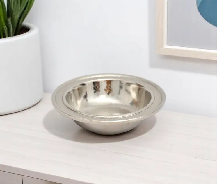 5" Silver Aluminum Round Candy or Nut Bowl