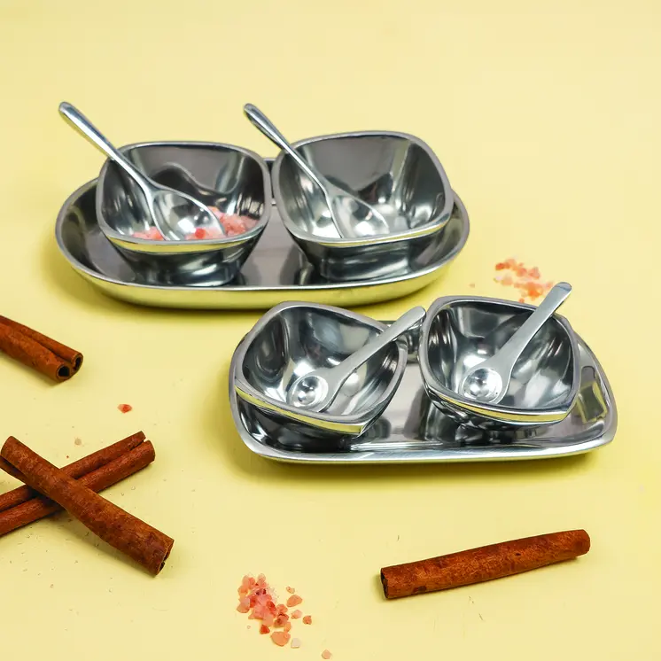 2" Silver Aluminum Square Candy or Nut Bowl