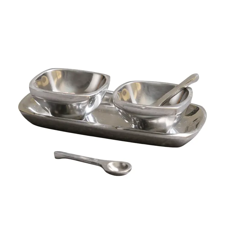 2" Silver Aluminum Square Candy or Nut Bowl