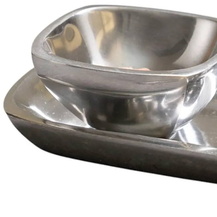 2" Silver Aluminum Square Candy or Nut Bowl