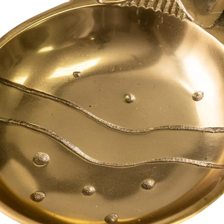 6" Gold Aluminum Christmas Ornament Round Candy or Nut Bowl
