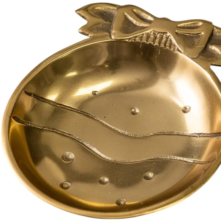 6" Gold Aluminum Christmas Ornament Round Candy or Nut Bowl