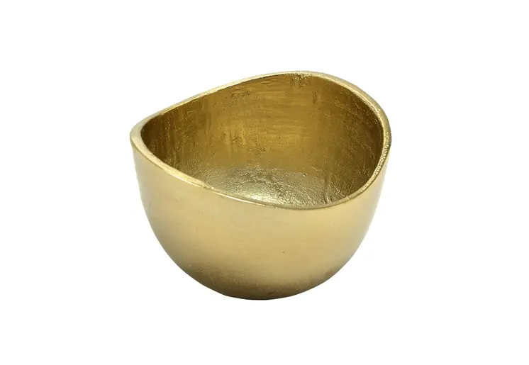 6" Gold Aluminum Asymmetrical Edge Round Candy or Nut Bowl