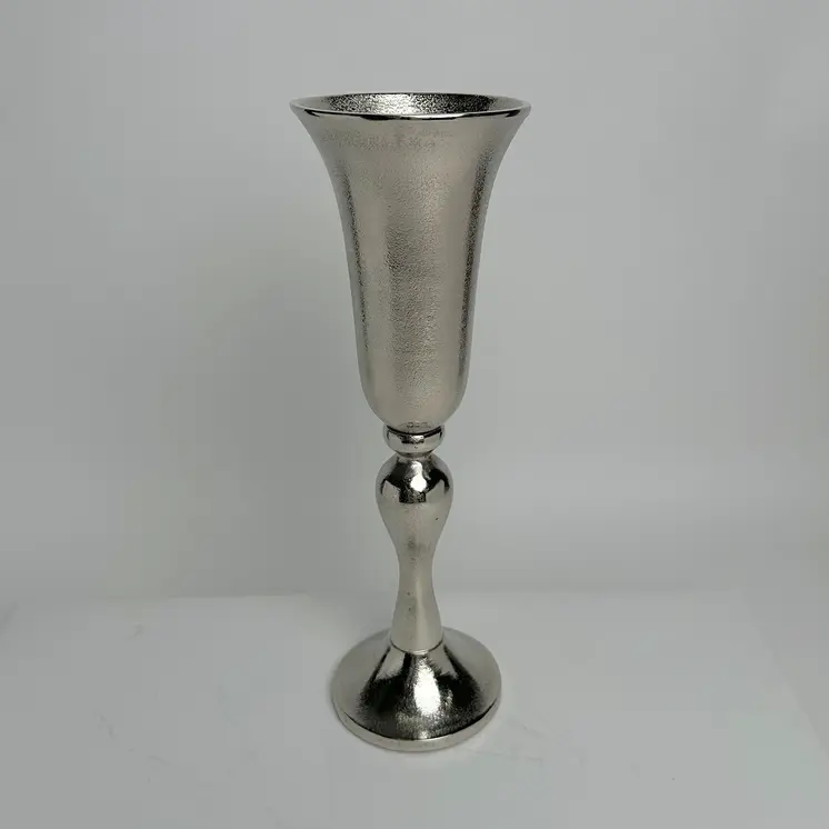 16" Silver Trumpet Aluminum Table Vase