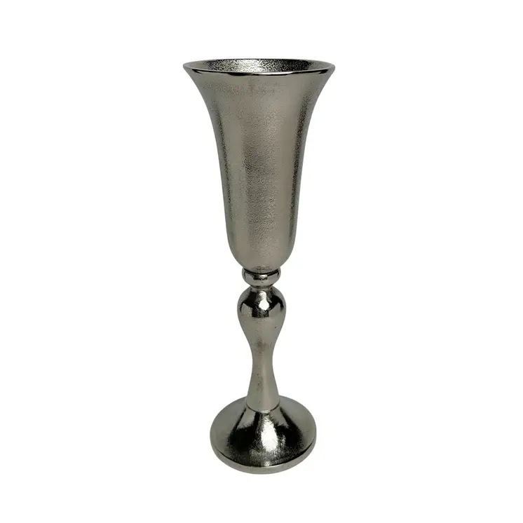 16" Silver Trumpet Aluminum Table Vase