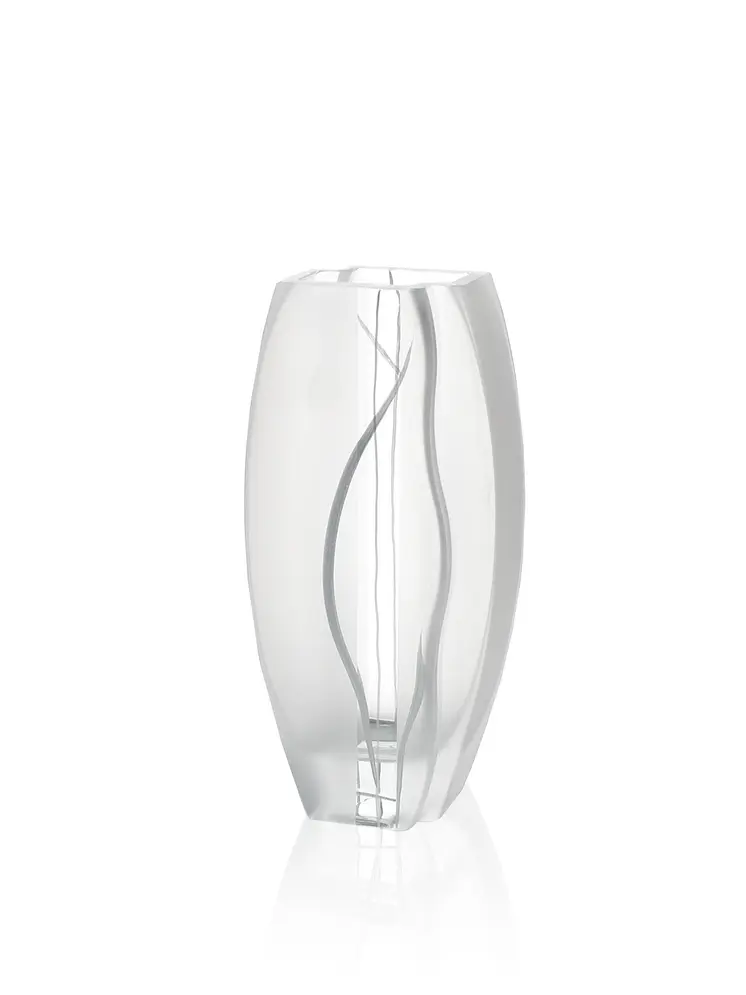 11" Clear And White Abstract Lead Free Crystal Table Vase