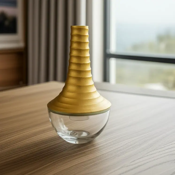 16" Clear And Gold Lead Free Crystal Table Vase