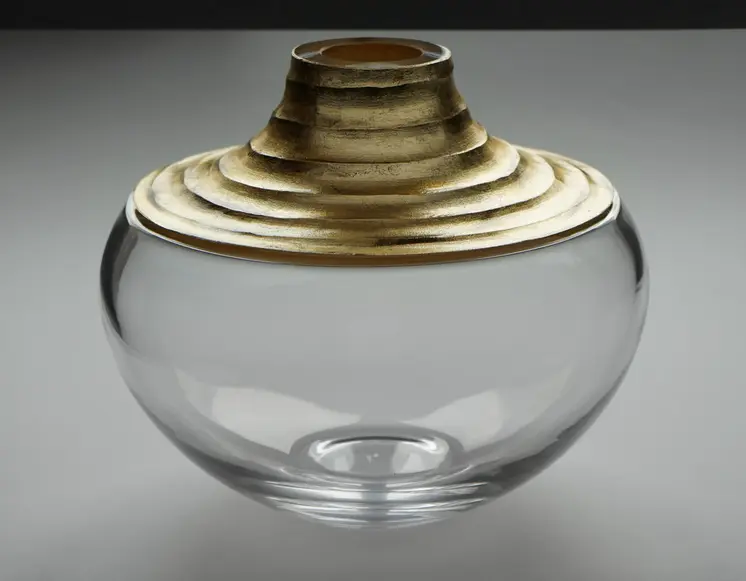 10" Clear And Gold Lead Free Crystal Table Vase
