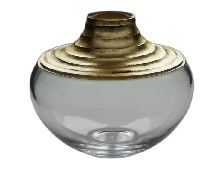 10" Clear And Gold Lead Free Crystal Table Vase