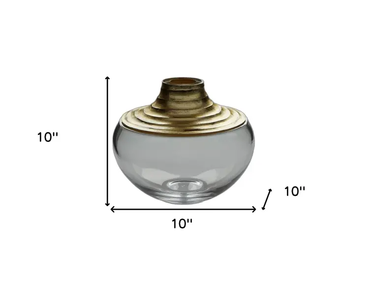 10" Clear And Gold Lead Free Crystal Table Vase