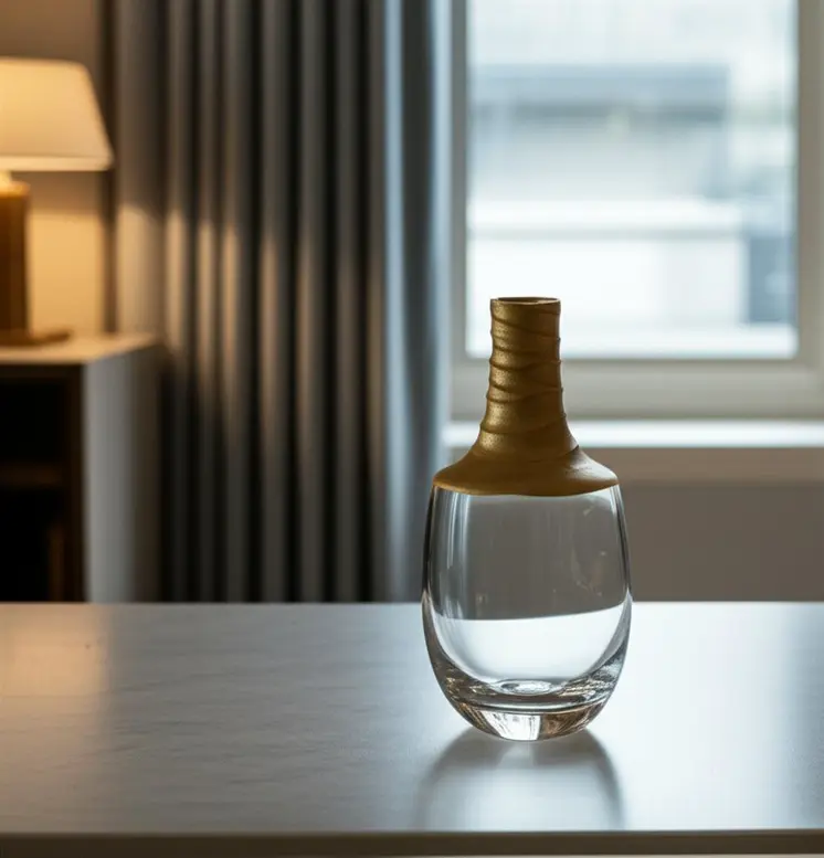 13" Clear And Gold Lead Free Crystal Table Vase