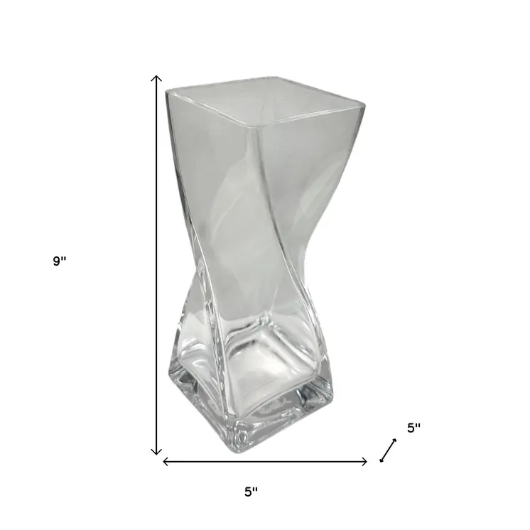9" Clear Lead Free Crystal Twisted Helix Table Vase