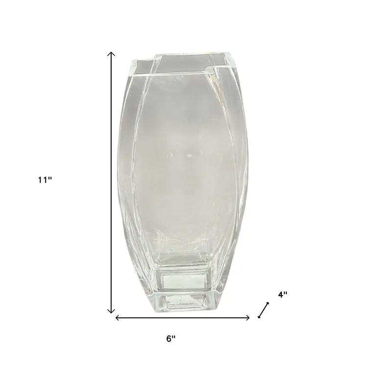11" Clear Lead Free Crystal Asymmetrical Table Vase