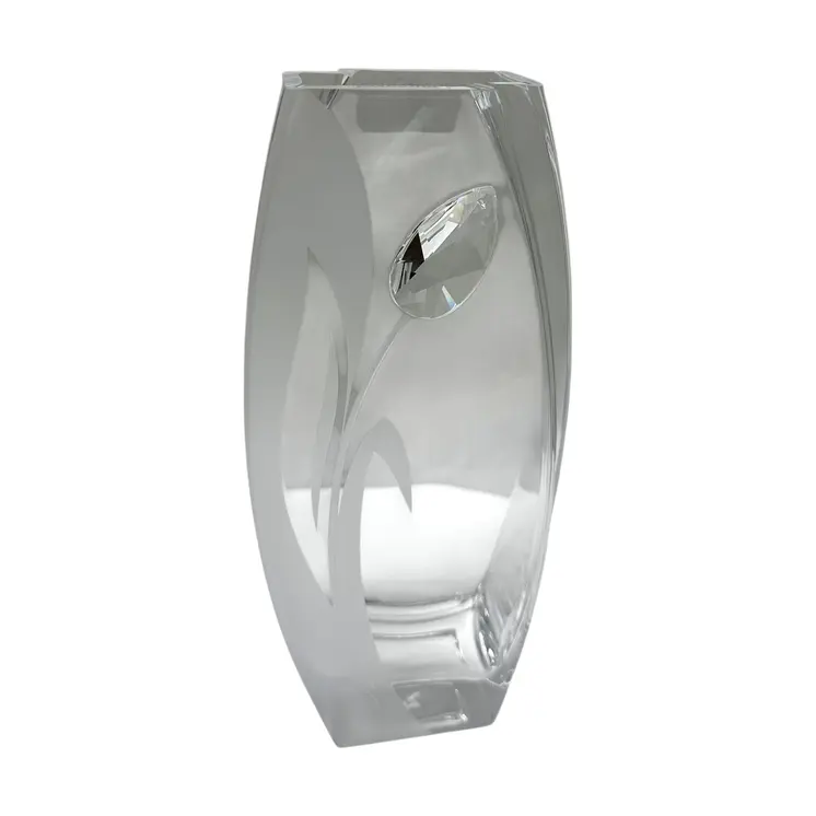 11" Clear And White Lead Free Crystal Table Vase With Crystals
