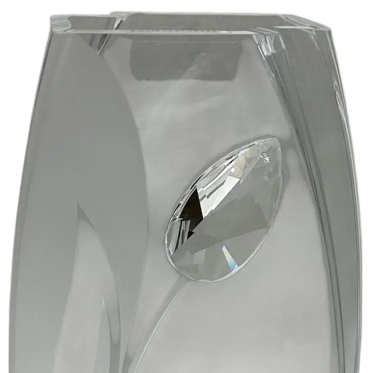 11" Clear And White Lead Free Crystal Table Vase With Crystals
