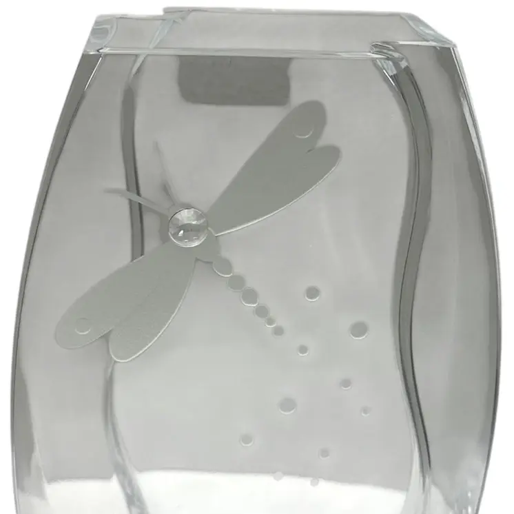 11" Clear And White Dragonfly Lead Free Crystal Table Vase With Crystals