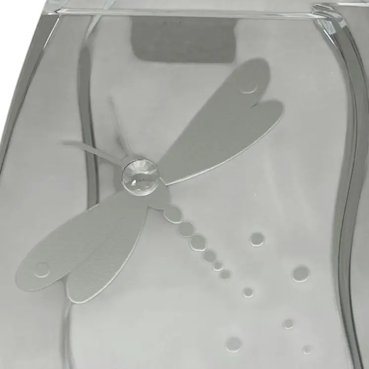 11" Clear And White Dragonfly Lead Free Crystal Table Vase With Crystals