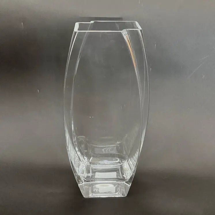 14" Clear Lead Free Asymmetrical Crystal Table Vase