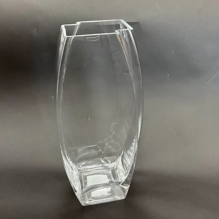 14" Clear Lead Free Asymmetrical Crystal Table Vase