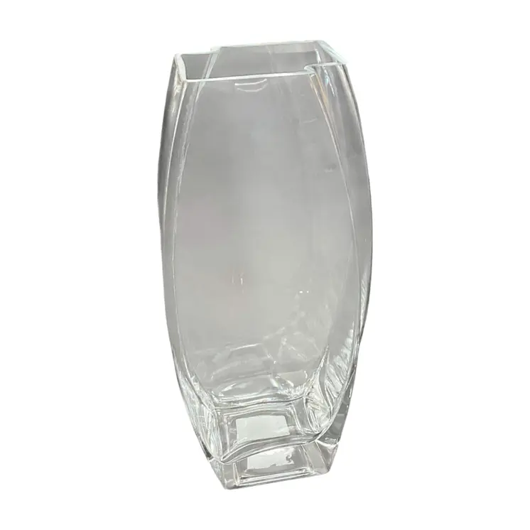 14" Clear Lead Free Asymmetrical Crystal Table Vase