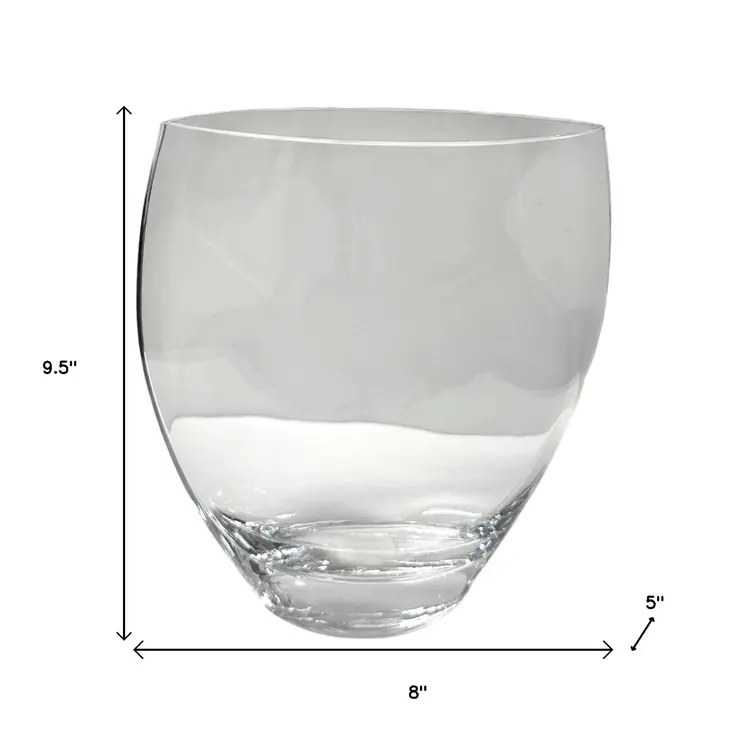 10" Clear Oval Lead Free Crystal Table Vase