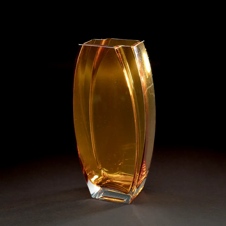 11" Amber Lead Free Crystal Table Vase