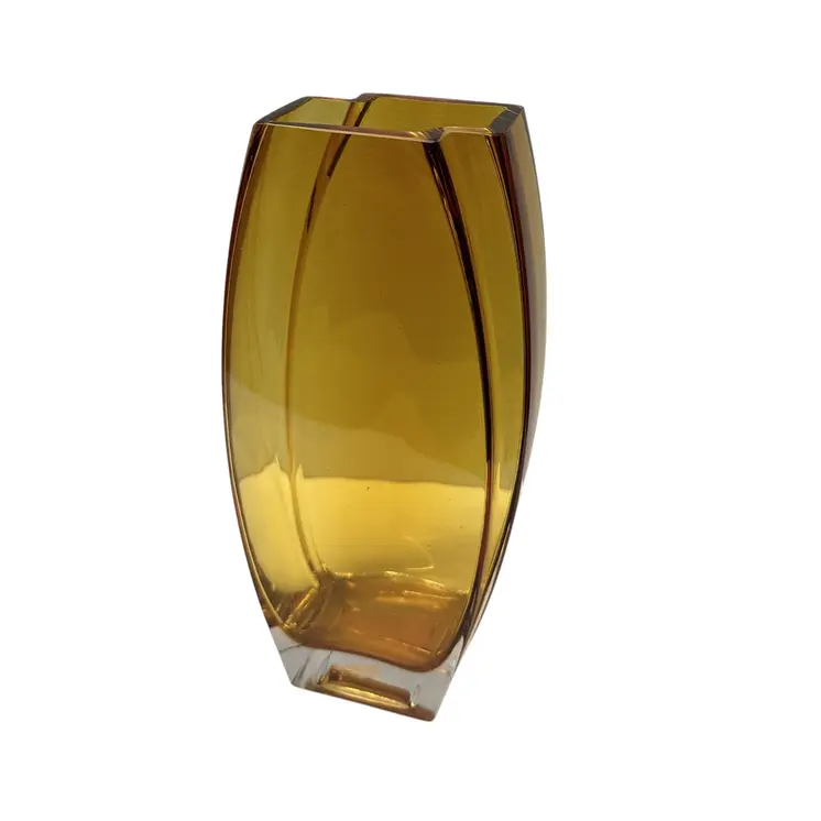 11" Amber Lead Free Crystal Table Vase