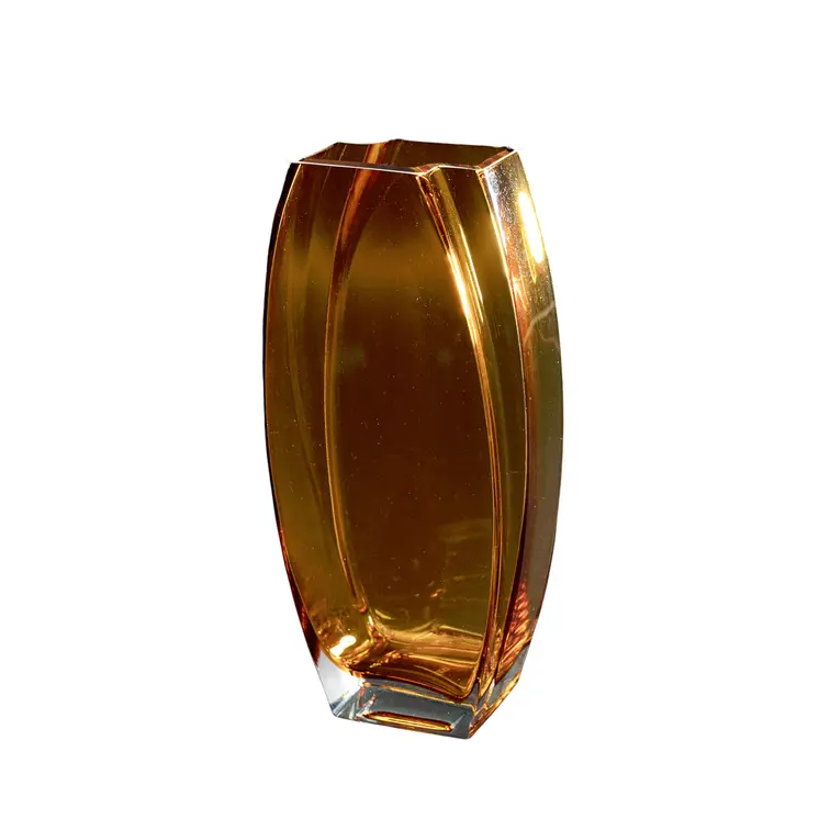11" Amber Lead Free Crystal Table Vase