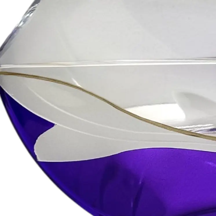 10" Clear And Purple Lead Free Crystal Novelty Centerpiece Bowl