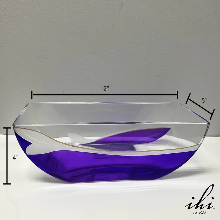 10" Clear And Purple Lead Free Crystal Novelty Centerpiece Bowl