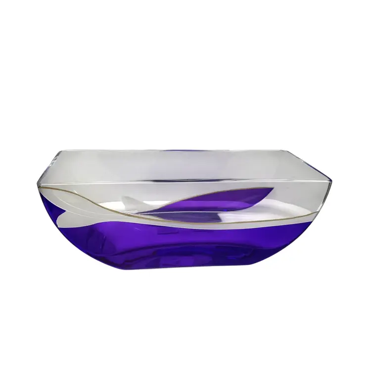 10" Clear And Purple Lead Free Crystal Novelty Centerpiece Bowl