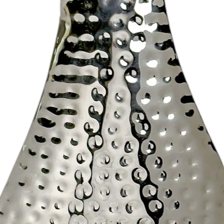 17" Silver Hammered Stainless Steel Table Vase