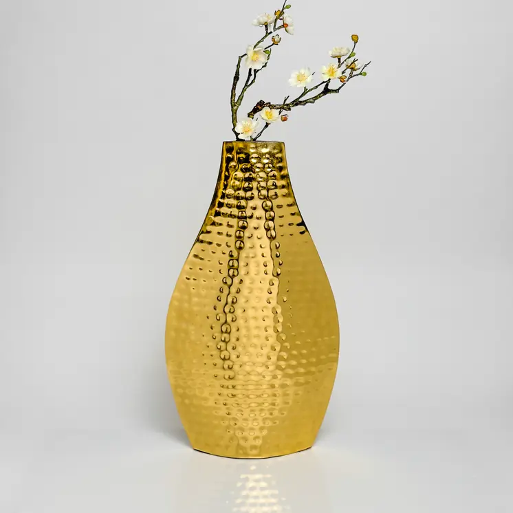 17" Gold Hammered Stainless Steel Table Vase