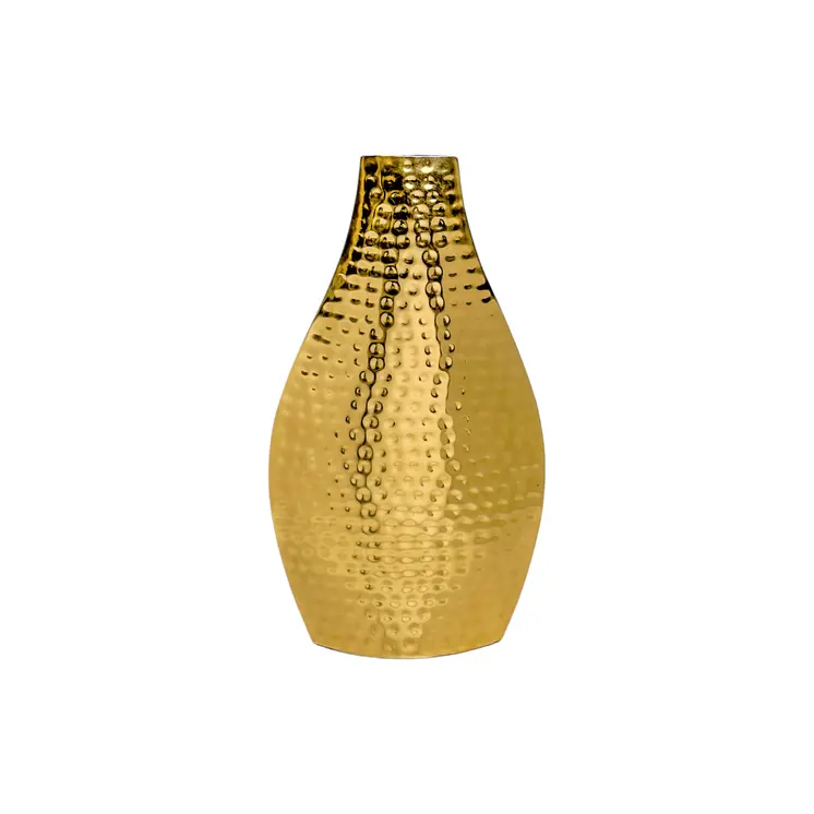 17" Gold Hammered Stainless Steel Table Vase