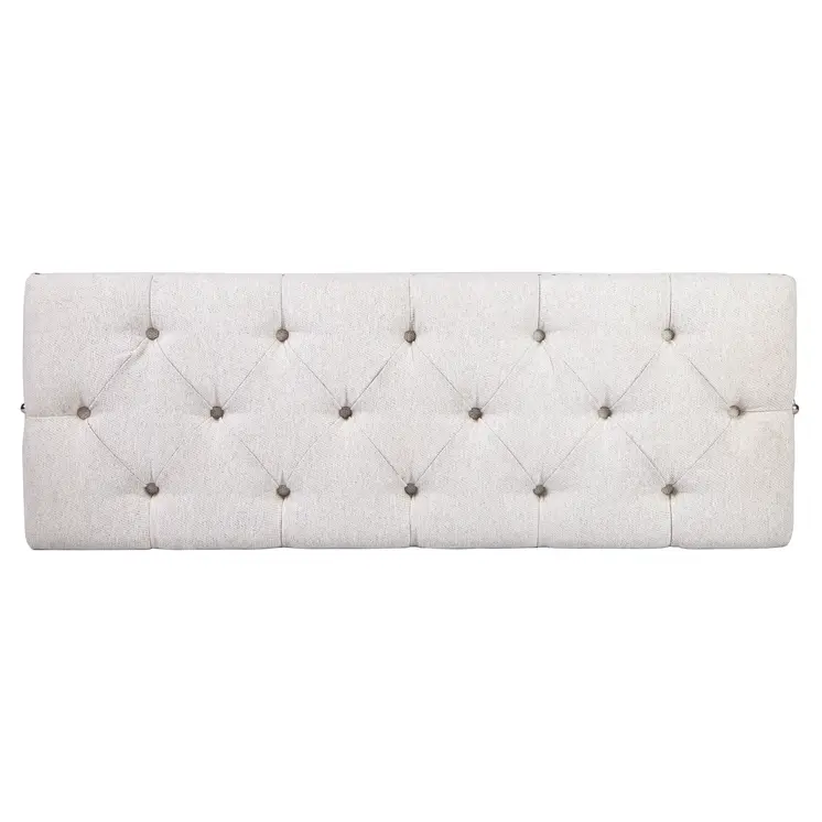 48" Ivory and Black Tufted Velvet Upholstered Bench