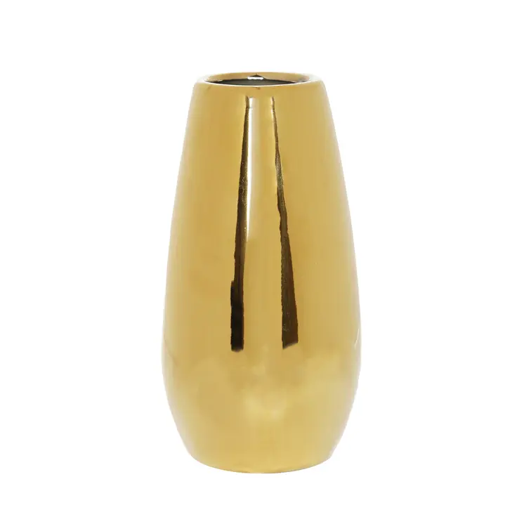 7" Gold Oval Ceramic Table Vase