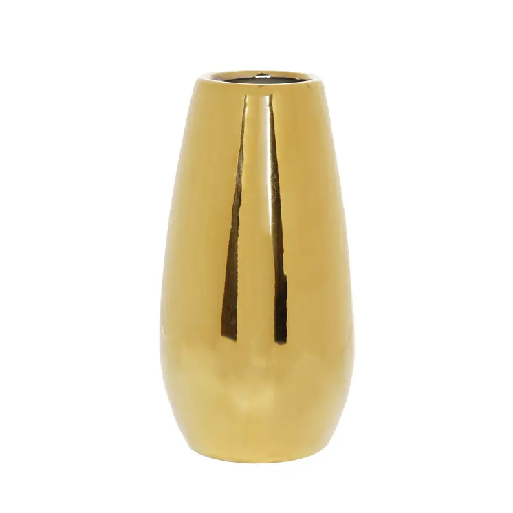 7" Gold Oval Ceramic Table Vase